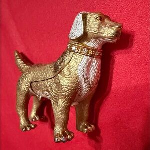 Gold and White Decorative Dog Figurine for Pets Display